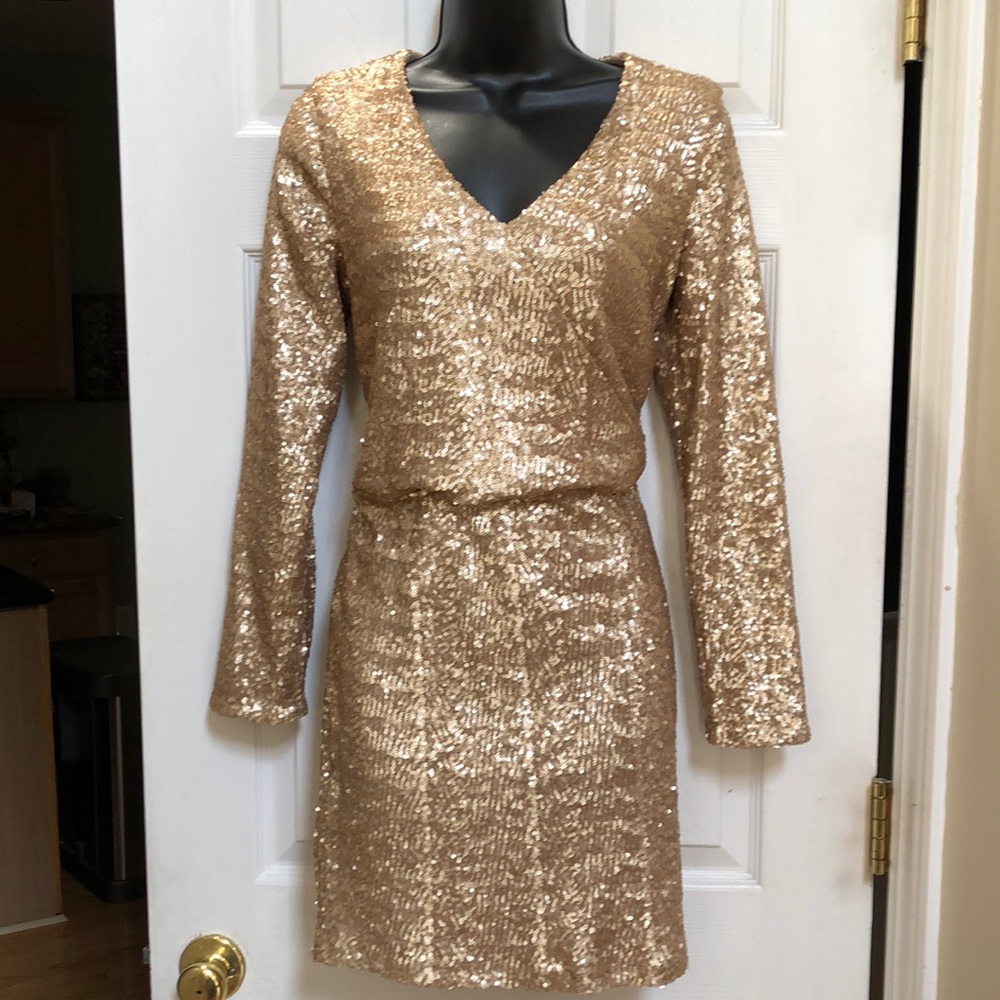 EUC Gold Sequin Cocktail/ Prom Dress | Size Medium